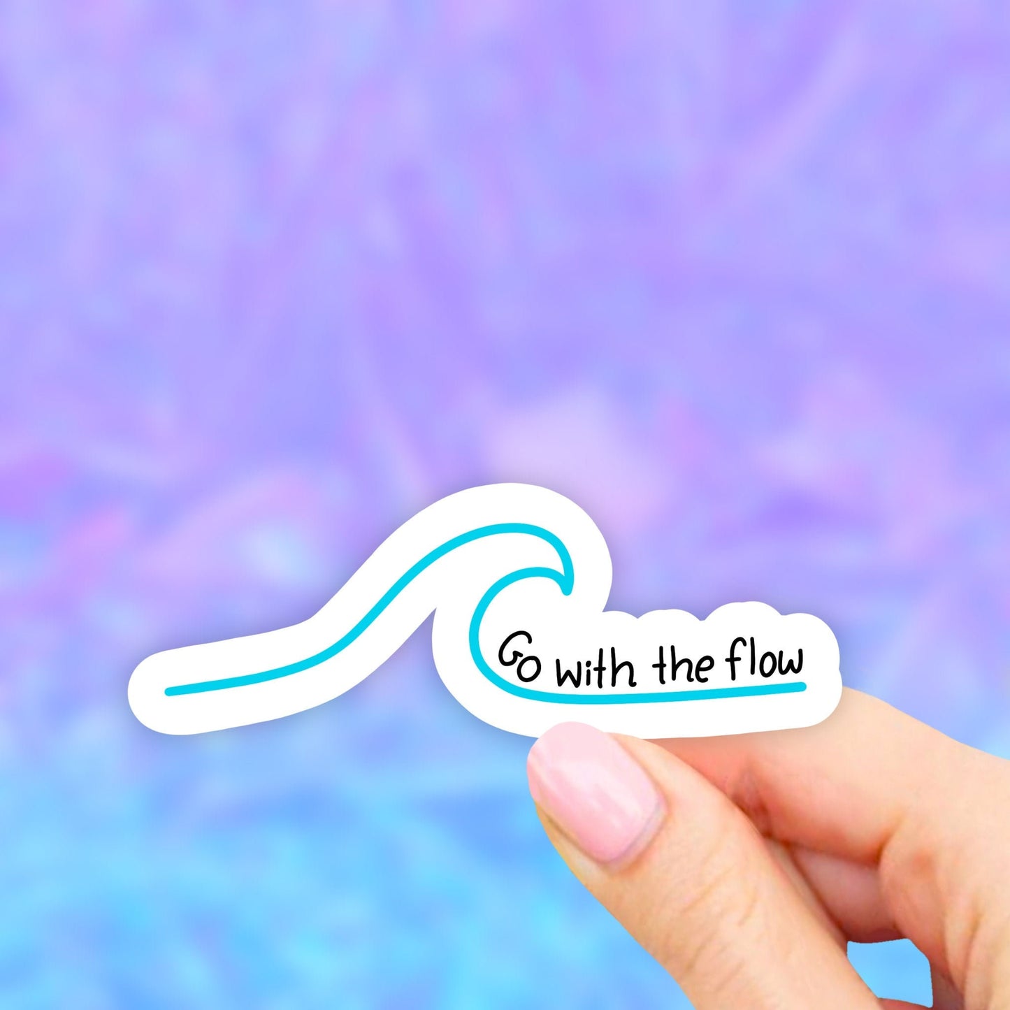 Go With The Flow Sticker, Ocean Wave Laptop Stickers, VSCO Stickers, Aesthetic, Vinyl Decal, Water bottle, Computer Sticker, Tumbler