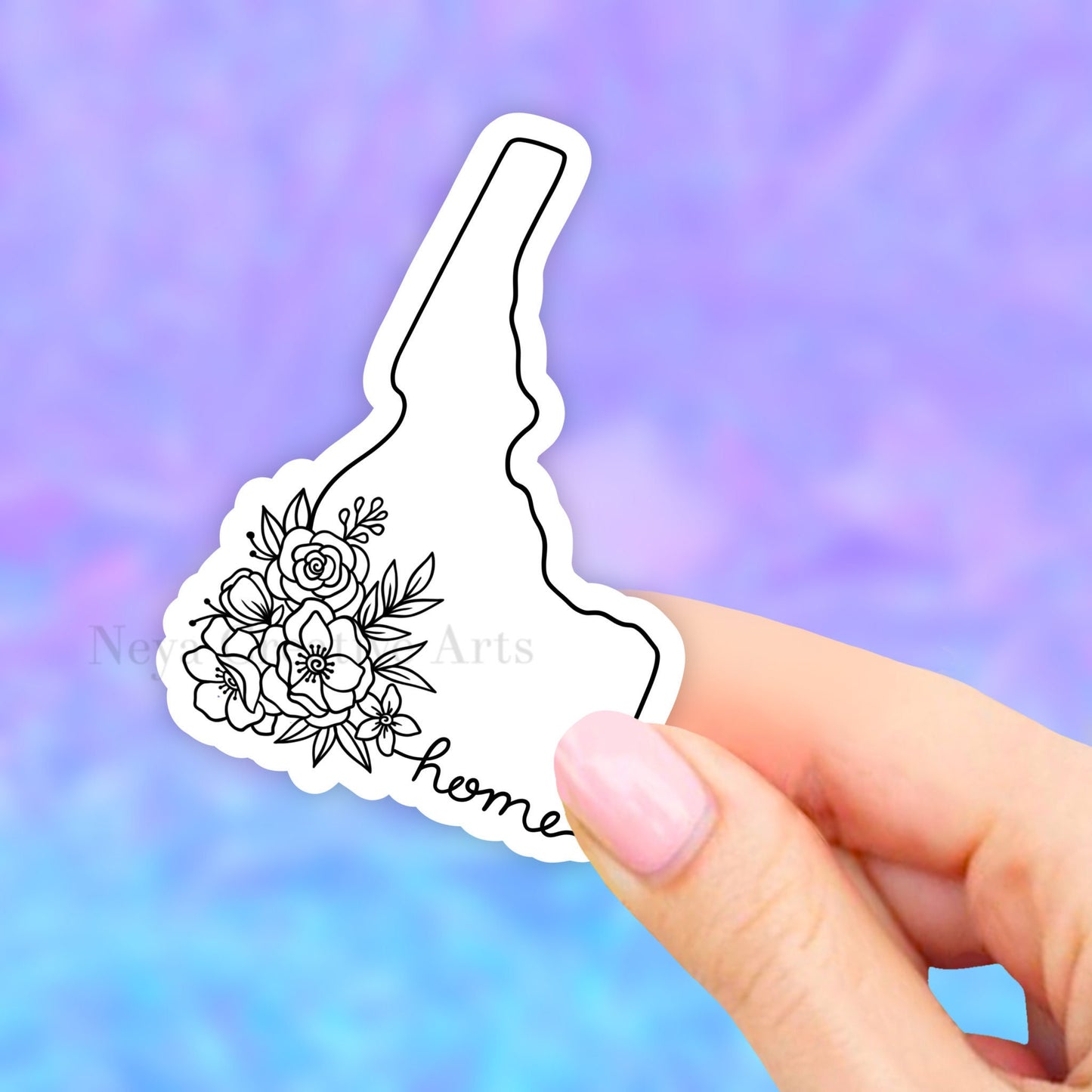 Idaho State Sticker, Floral States Map, water bottle stickers, state stickers, USA State Art, USA Map Car Decal, Laptop