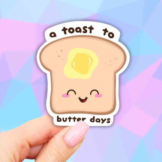 Toast and butter decal Sticker, Cute Stickers, Car decal, Laptop Stickers, Water bottle sticker, Aesthetic stickers, bread BAE sticker