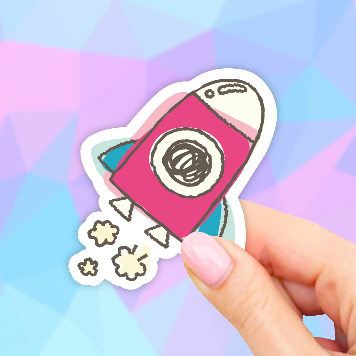 Cute Doodle Spaceship Sticker, Space Laptop Stickers, Laptop decal, Water bottle sticker, Aesthetic stickers, Laptop decal, Waterproof