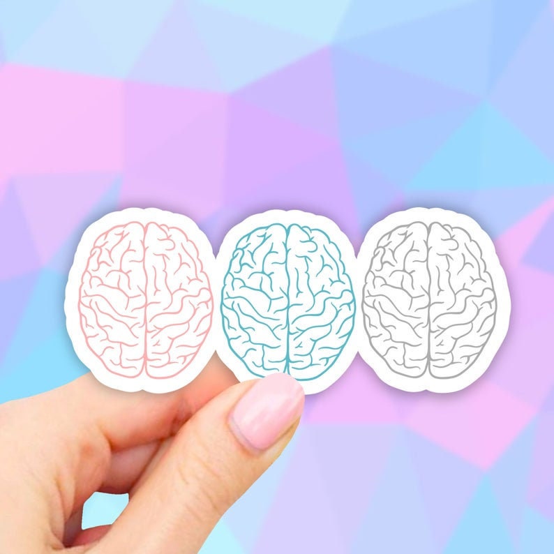 Pastel Brain Sticker, Mental Health VSCO Stickers, Laptop Stickers, Aesthetic stickers, Laptop decal, Water bottle, Computer, Car Decal