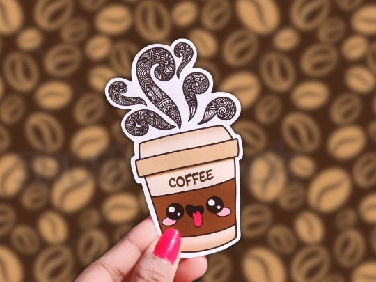 Coffee laptop Sticker, Coffee Stickers, Vinyl Latte Stickers, Laptop Stickers, Aesthetic Stickers, Coffee mug Stickers, Computer Decal