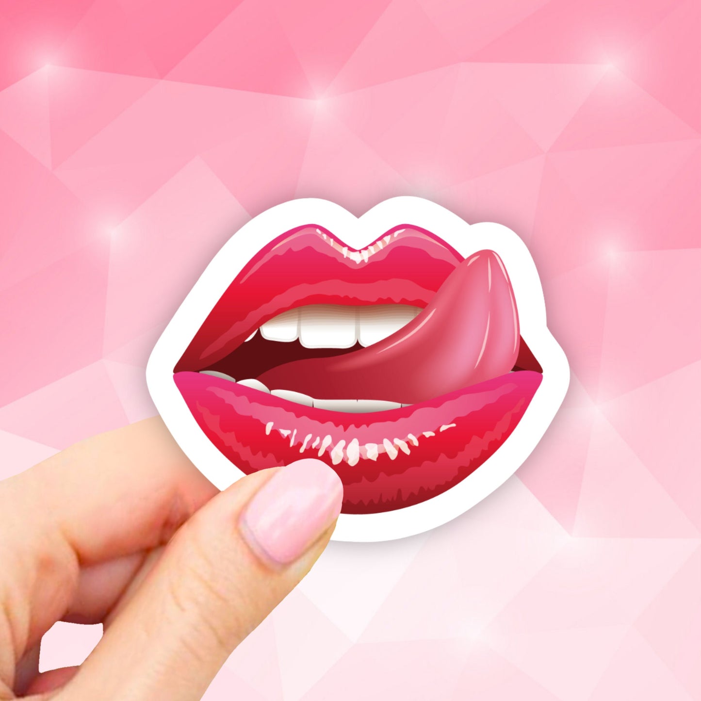 Red lips sticker, lips tongue sticker, laptop stickers, cute stickers, aesthetic stickers, vinyl stickers, water bottle stickers, tumbler