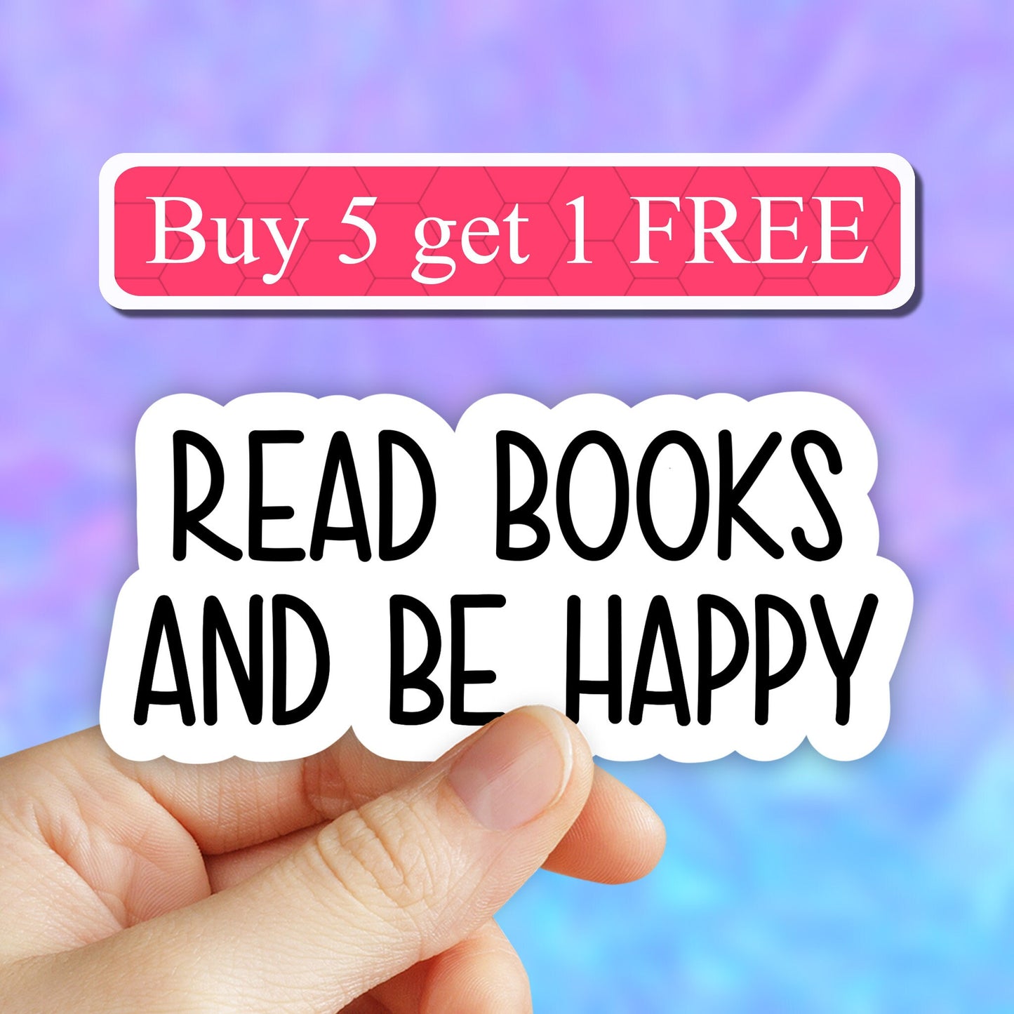 Read books and be happy sticker, book laptop stickers, books funny laptop decals, tumbler stickers, car stickers, water bottle sticker