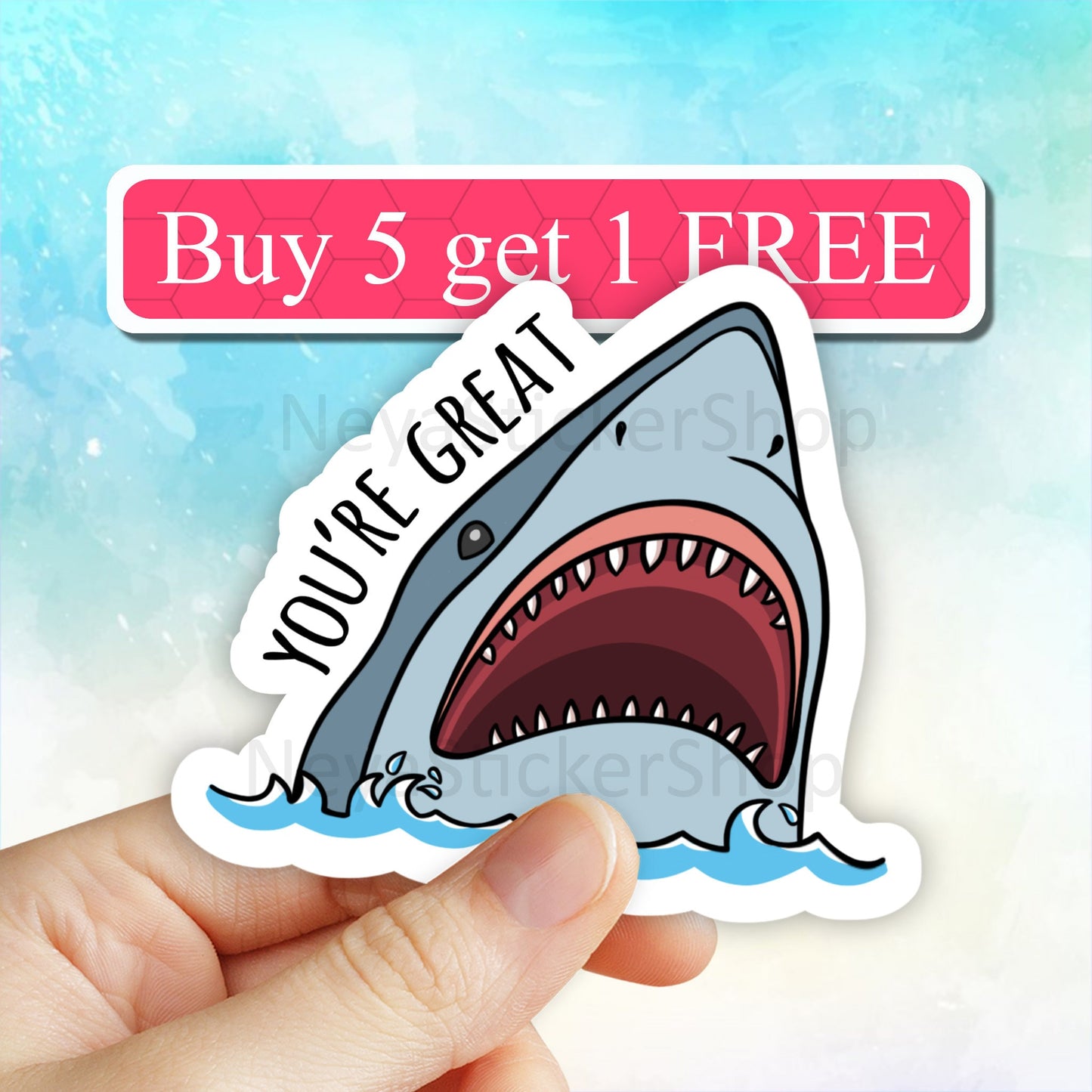 Youre Great Shark Sticker, Shark stickers, save the sharks decal, respect the locals sticker, computer stickers, laptop stickers, decals