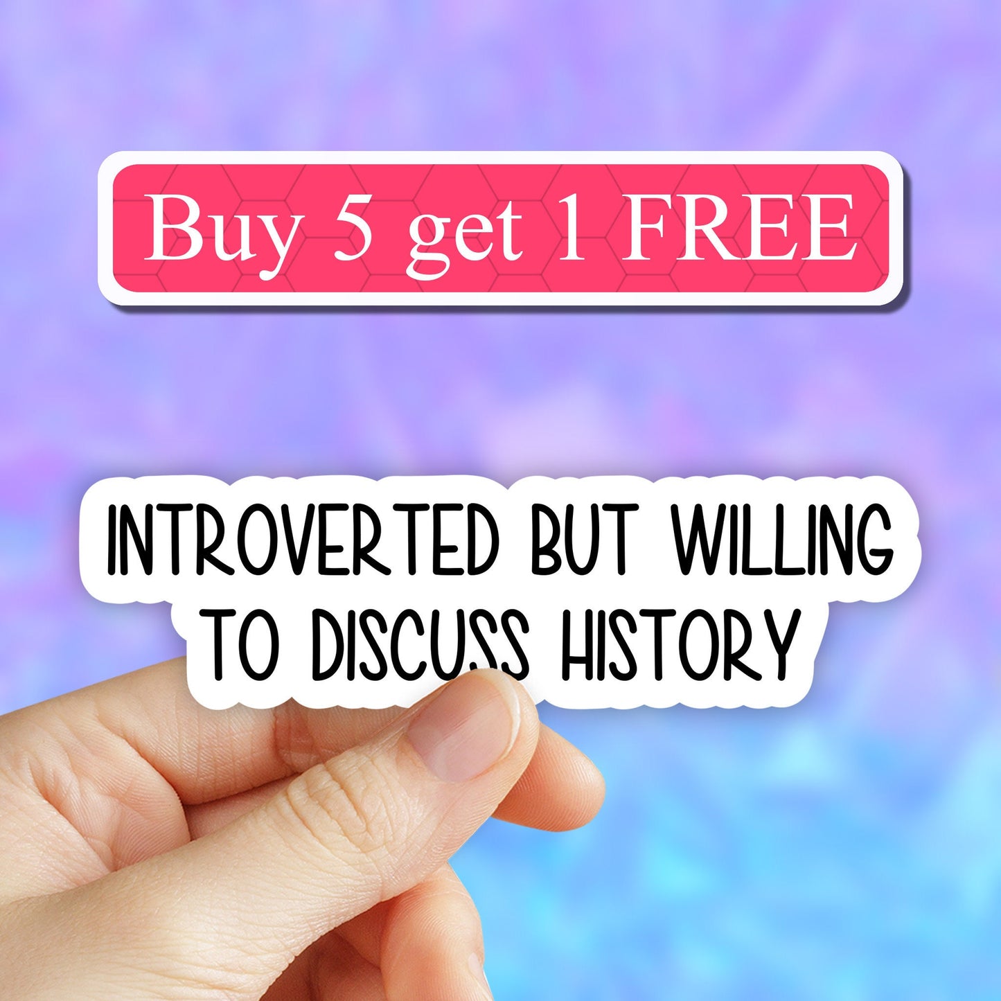 Introverted but willing to discuss history sticker, history sticker, laptop decals, tumbler stickers, water bottle sticker, water bottle