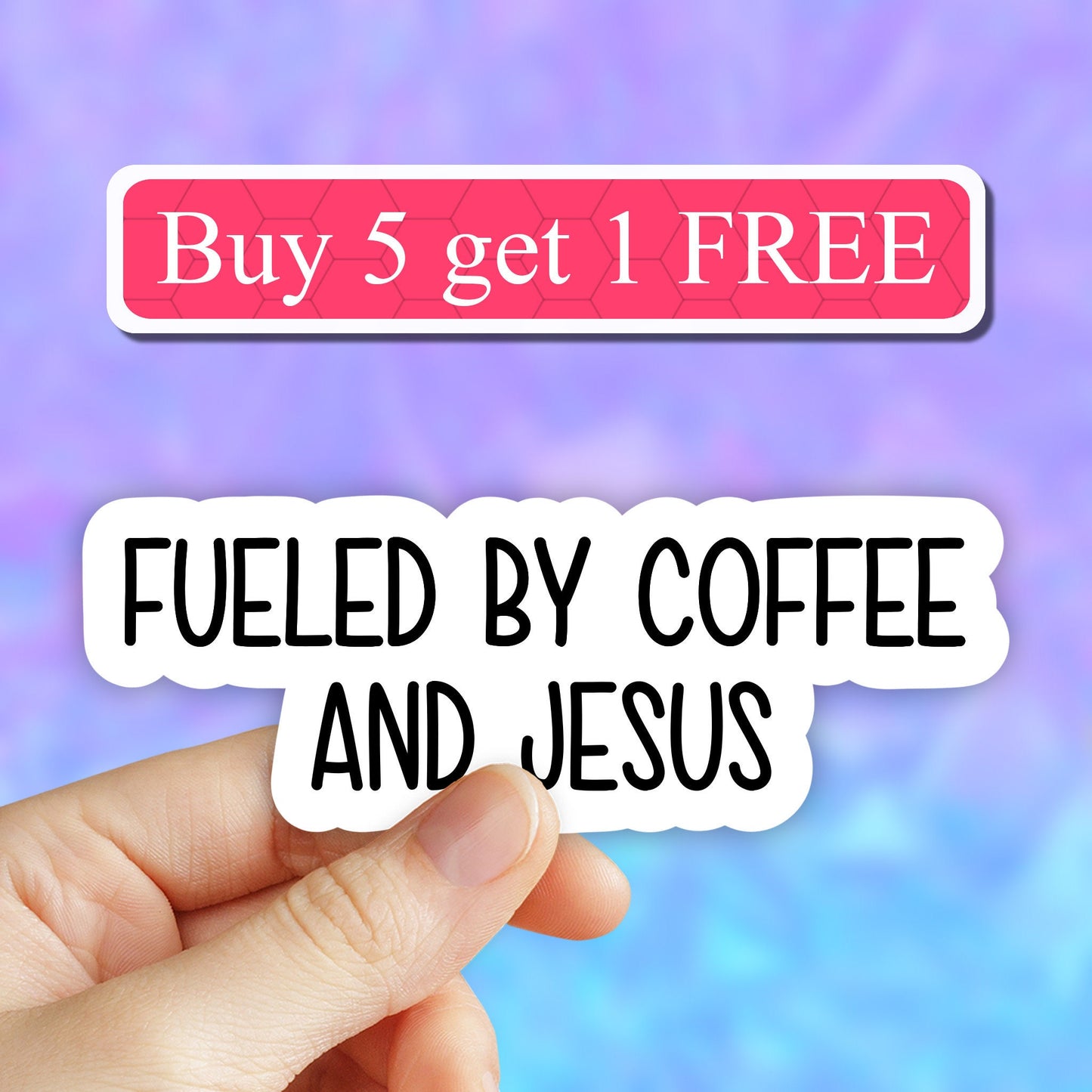 Fueled by coffee and Jesus Sticker, coffee decal, Christian Sticker, Faith Stickers, god Sticker, coffee stickers, jesus Laptop decal, god