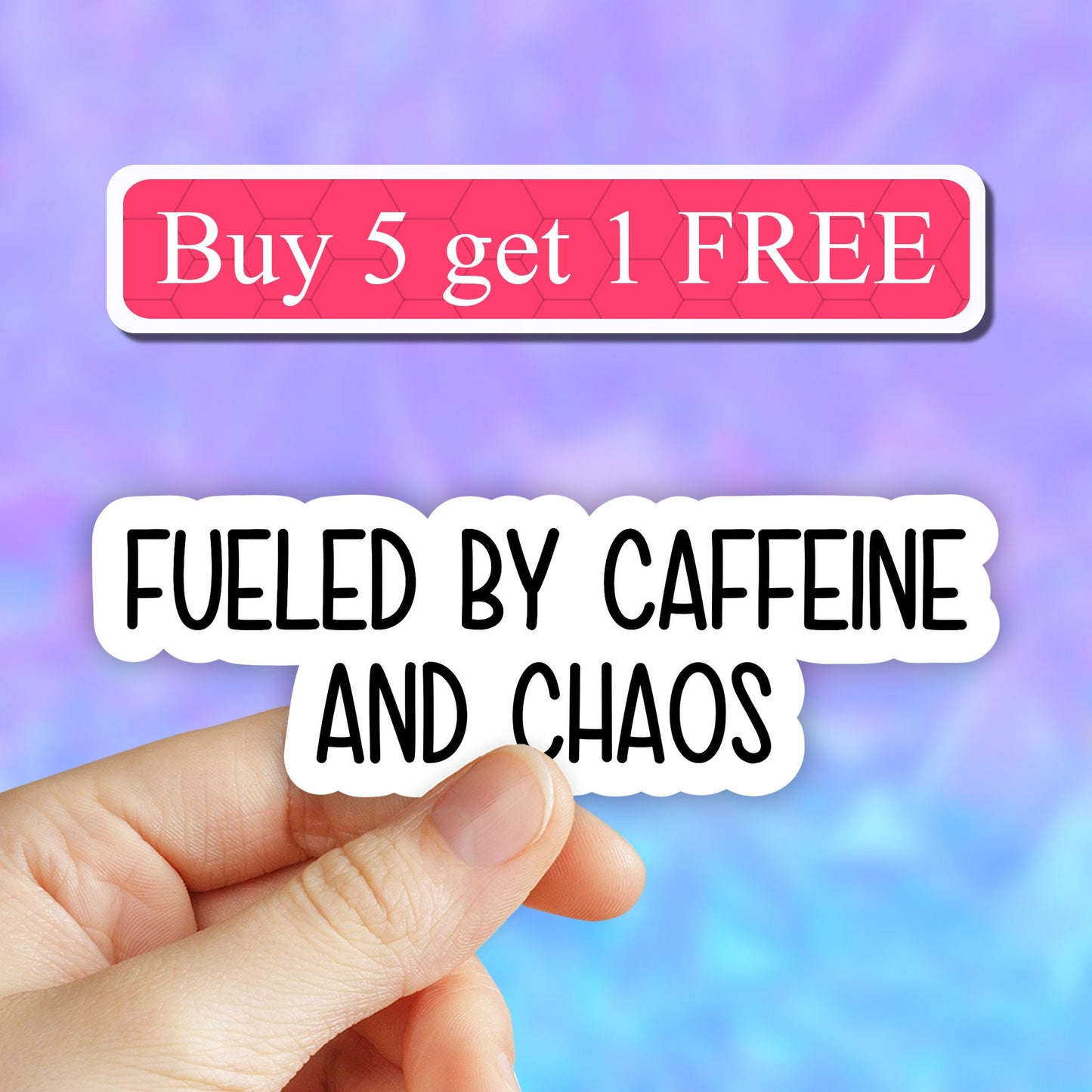 Fueled by caffeine and chaos sticker, mom stickers, mom funny laptop sticker, funny sticker, mom laptop decal, sarcastic sarcasm mom sticker