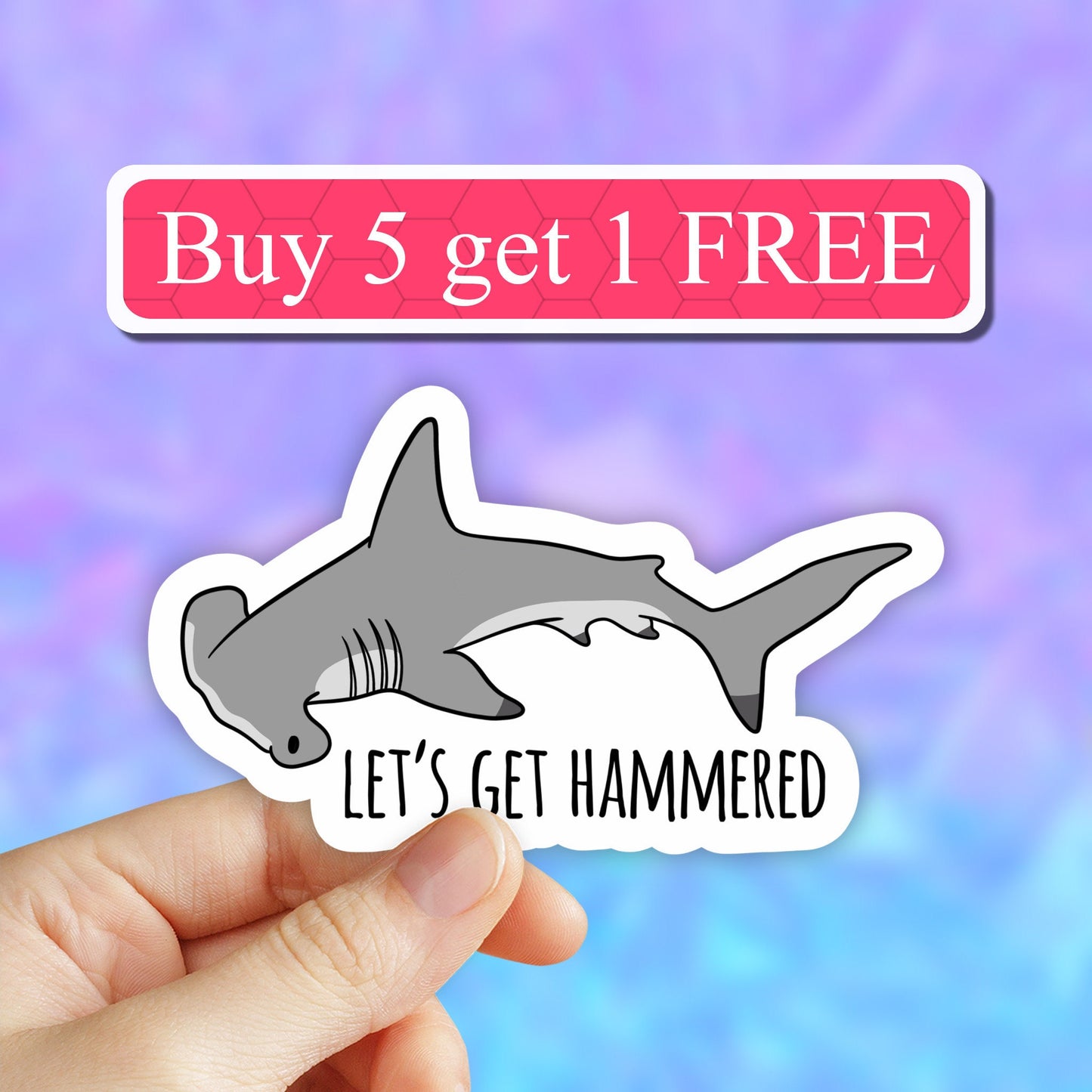 Lets get hammered Hammerhead shark sticker, ocean stickers, clean the seas sticker, trending stickers, shark decals, save the ocean decal