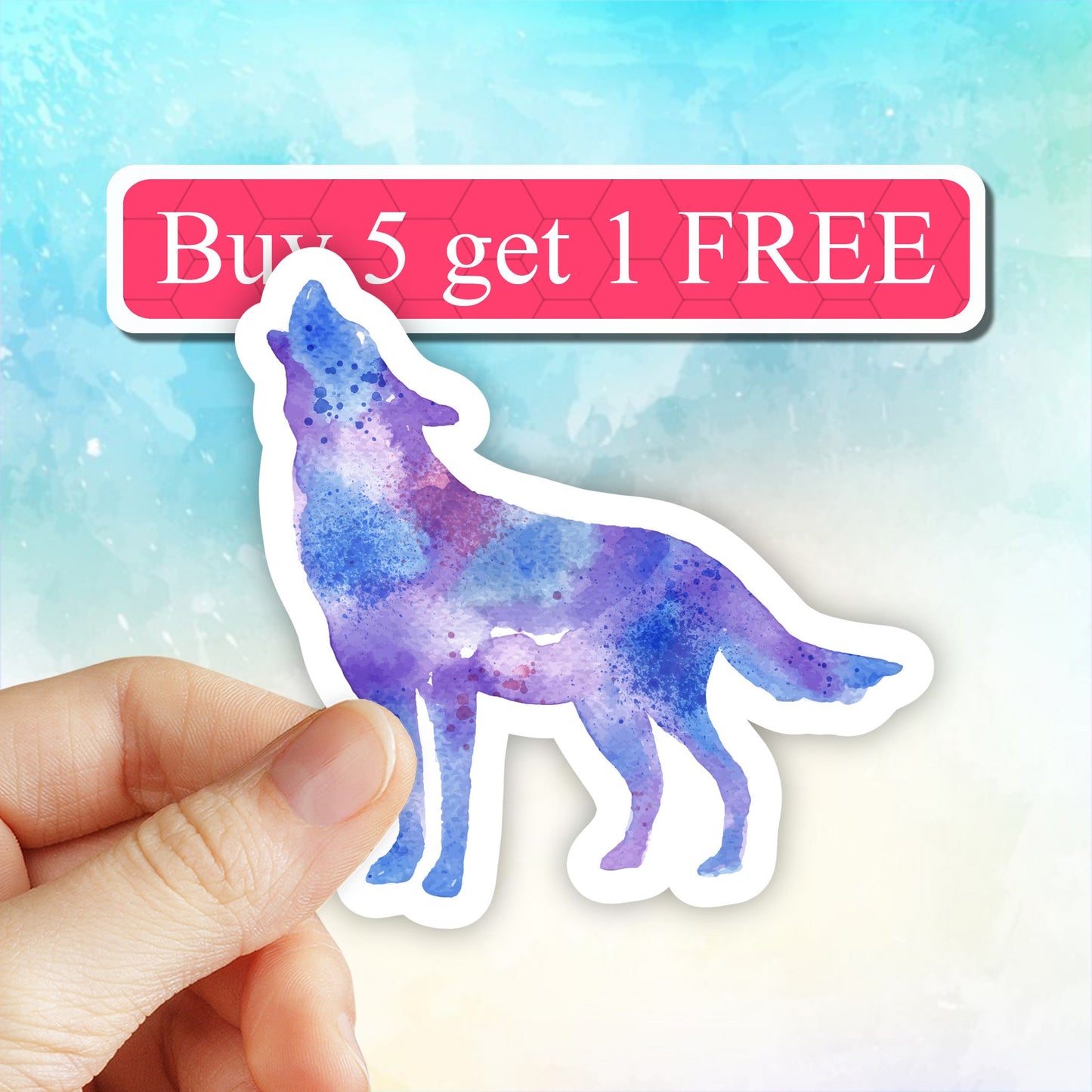 watercolor wolf sticker, trending stickers, laptop stickers, animal stickers, waterbottle decal, tumbler stickers, computer stickers