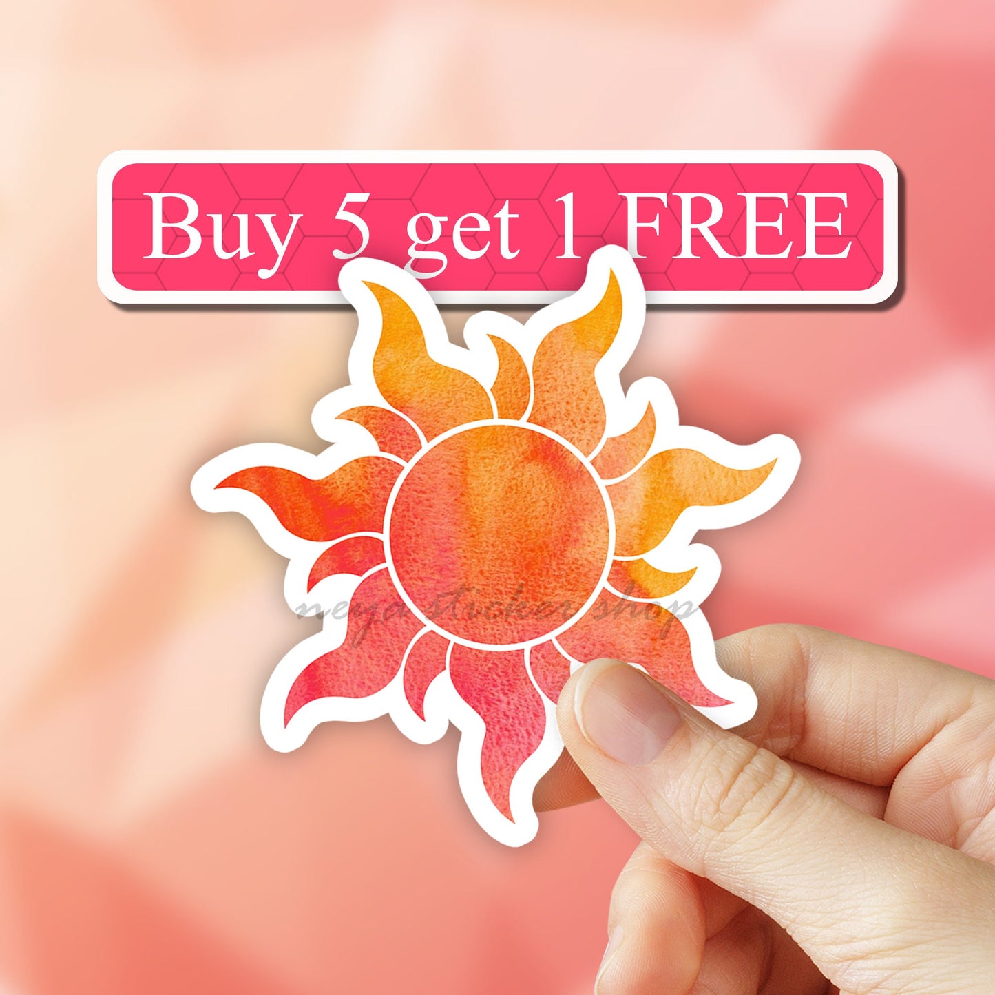 Watercolor Sun Sticker, Vinyl Stickers, VSCO Stickers, Laptop Stickers, Aesthetic stickers, Laptop decal, Water bottle, Computer Car Decal