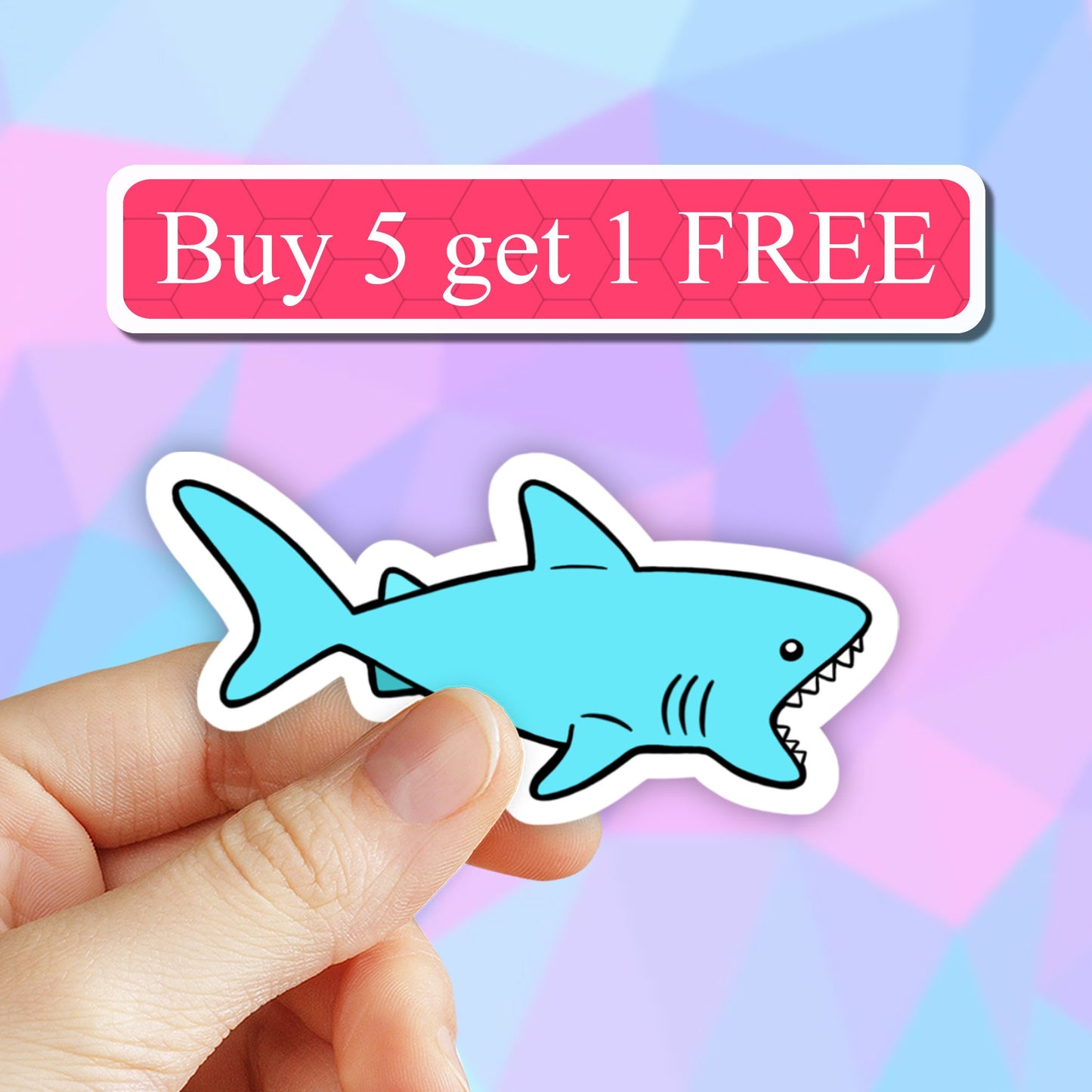 Cute Shark Sticker, Ocean Sticker, Vinyl stickers, Laptop Sticker, Car Decal, Aesthetic Stickers, Water bottle, Computer stickers