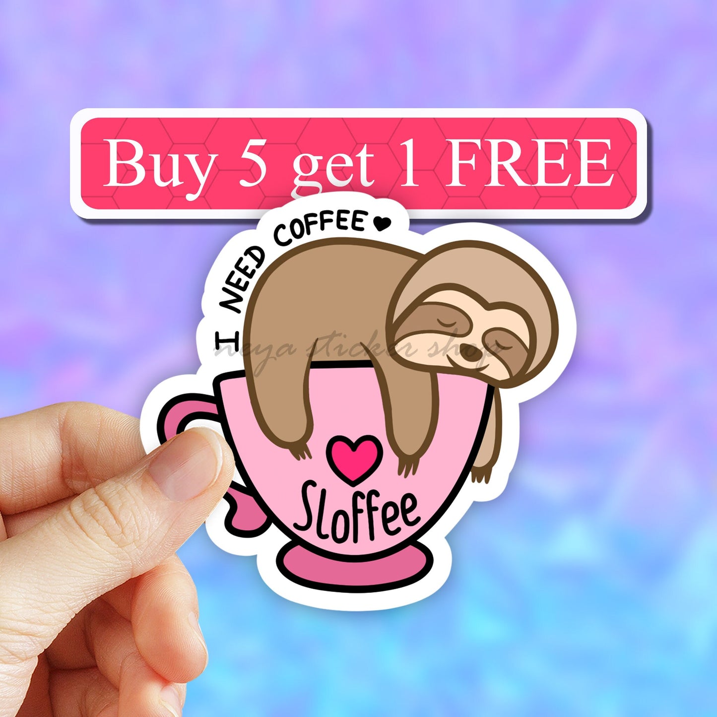 Sloffee Sticker, I need Coffee Stickers, Laptop Stickers, Waterbottle Stickers, Aesthetic Stickers, Tumbler Decal, COmputer Stickers, Car