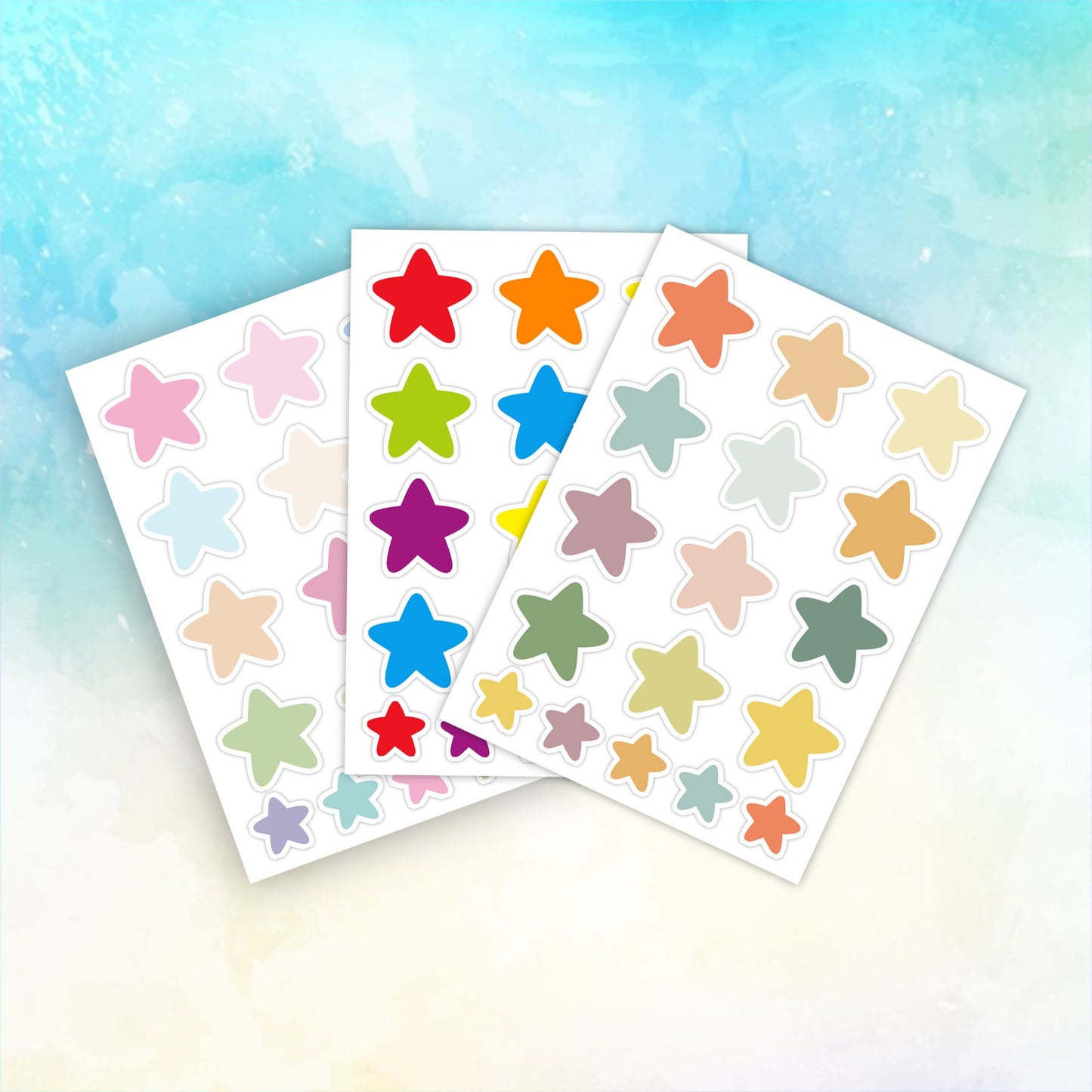 Mini Stars sticker pack, boho stars sticker, Pastel stars, Colorful stars water proof stickers, laptop stickers, computer stickers, colors