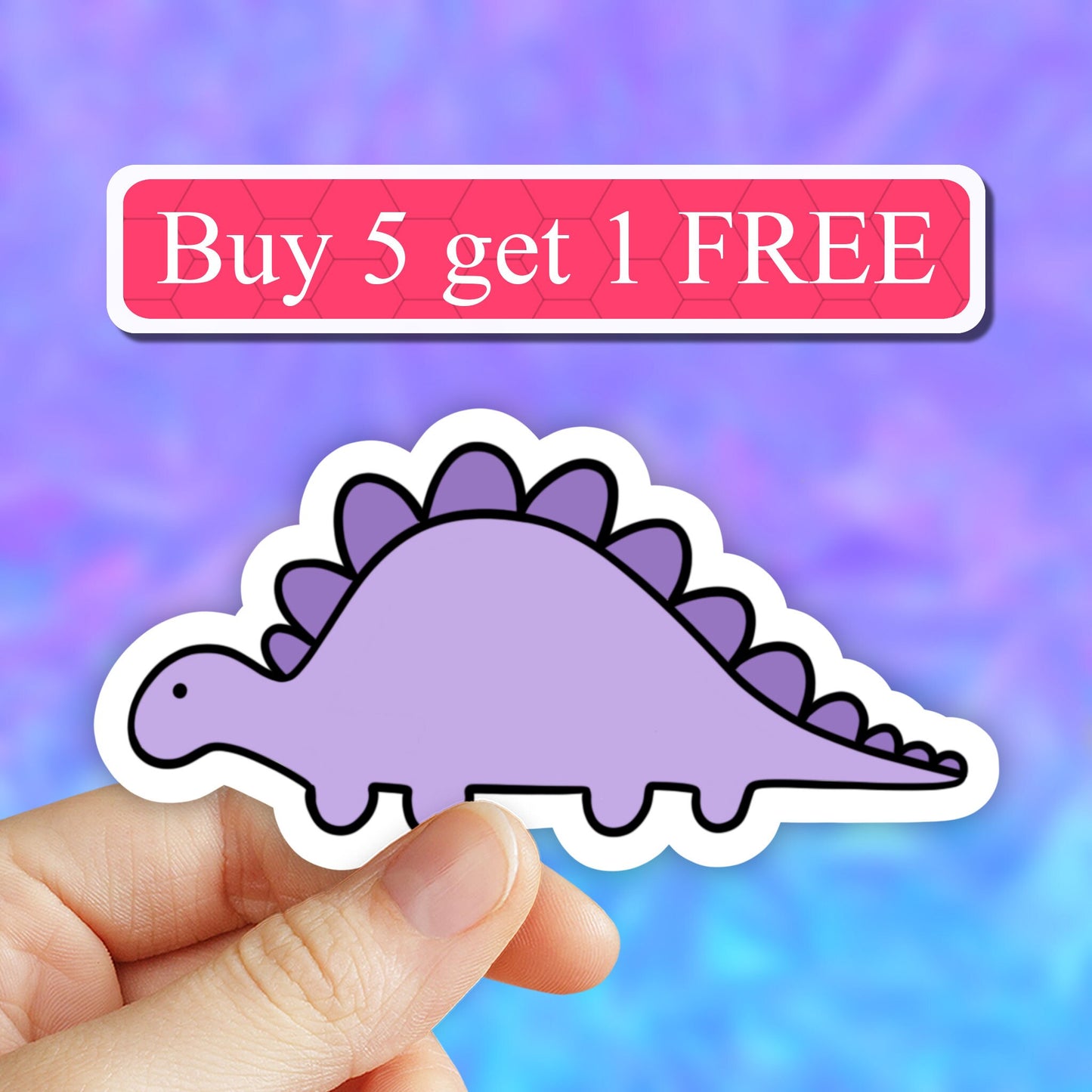 Violet Stegosaurus Dinosaur Stickers, dino Stickers, Laptop stickers, Cute sticker, Water bottle Stickers, Computer stickers, dinosaur decal