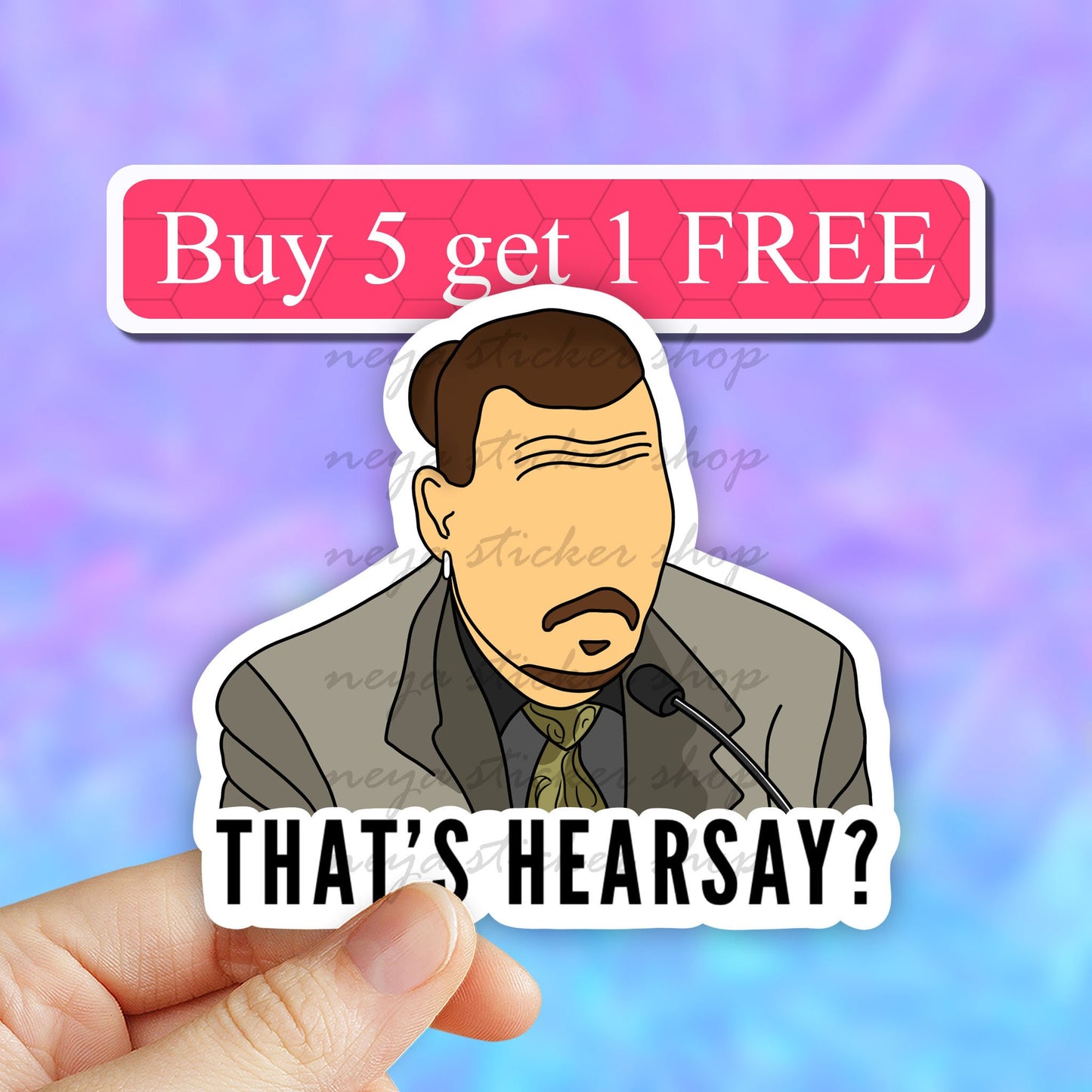 Hearsay sticker, Justice for Johnny Depp, Mega Pint, Funny Meme, amber heard, amber turd, domestic violence awareness, waterproof decal