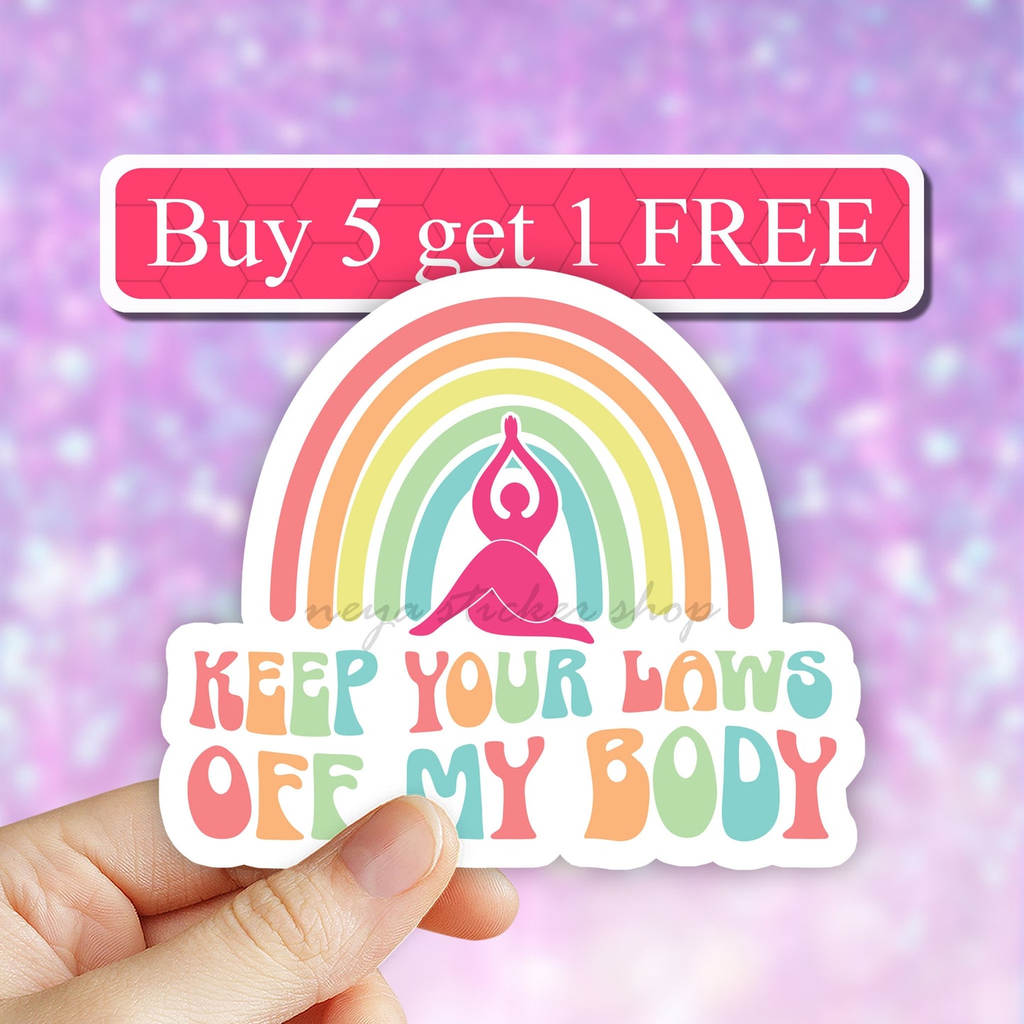 Keep your laws off my body sticker, pro choice sticker, Reproductive Rights Sticker, Women's Rights Sticker, Roe v. Wade Sticker, Feminist