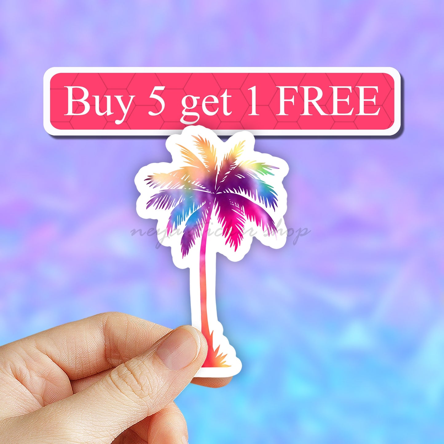 Watercolor Palm Tree - Tie Dye Vinyl Stickers