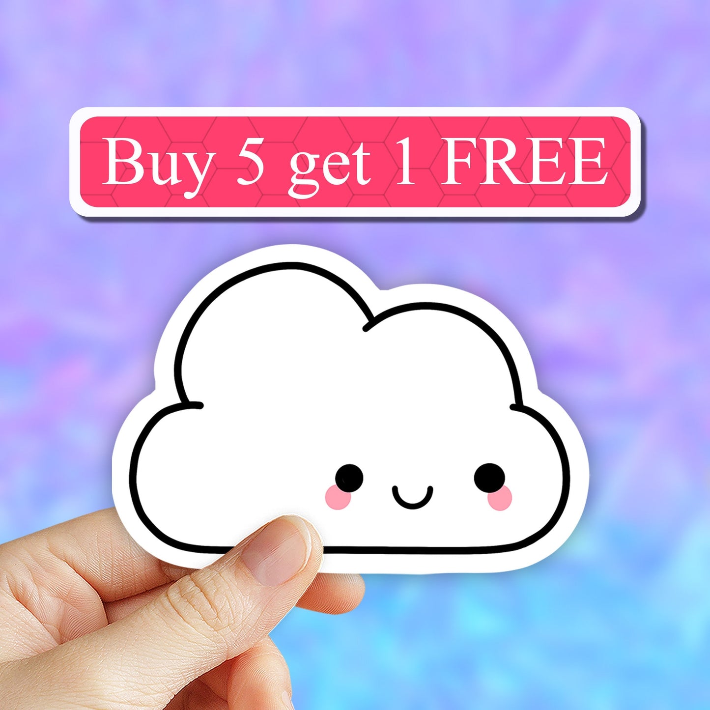 Cute Cloud Sticker, Kawaii Stickers, Laptop decal, Aesthetic Stickers, Water bottle Stickers, Computer Stickers, Tumbler Stickers, Car Decal