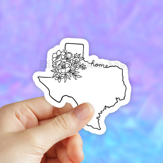 Texas Sticker, Floral Texas state stickers, Texas decal, Texas Map Decal, Texas Laptop Sticker, Flower sticker, Vinyl stickers, water bottle