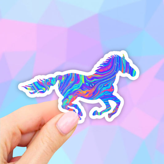 Horse Sticker, Oil Slick Laptop Stickers, VSCO Stickers, Aesthetic, Vinyl Decal, Water bottle, Computer Sticker, Tumbler
