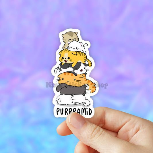 Purrramid Cat Sticker, Cat Mom Sticker, cat mama stickers, cat stickers, cat lover Laptop Stickers, Stickers, Vinyl Decal, Water bottle