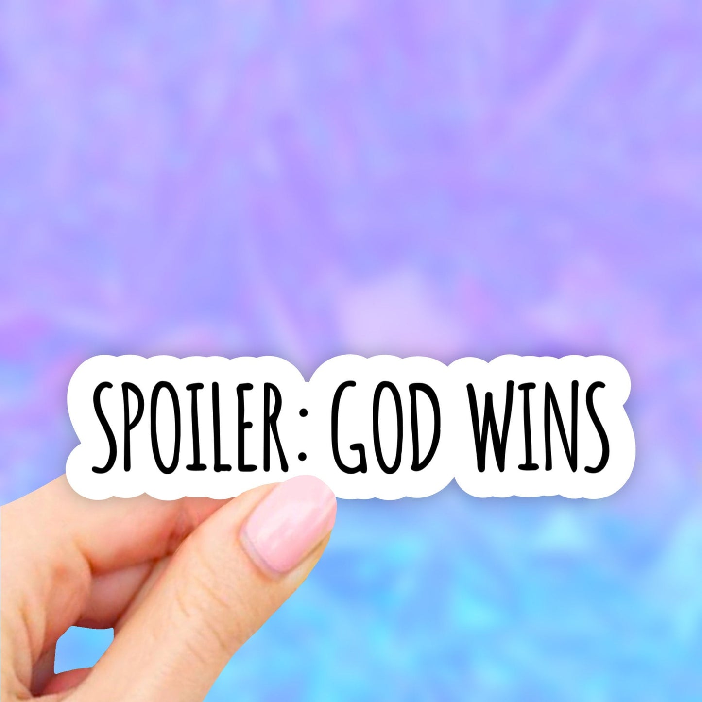 Spoiler God Wins Sticker, Christian Stickers, Religious Laptop Stickers, VSCO Stickers Aesthetic, Vinyl Decal, Water bottle Computer Sticker