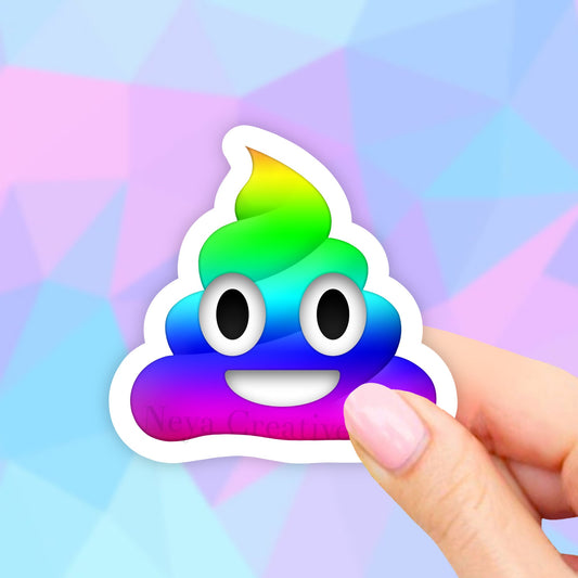 Rainbow Poop Emoji Sticker, Laptop Stickers, VSCO Stickers, Laptop, Aesthetic, Vinyl Decal, Water bottle, Computer Sticker, Tumbler