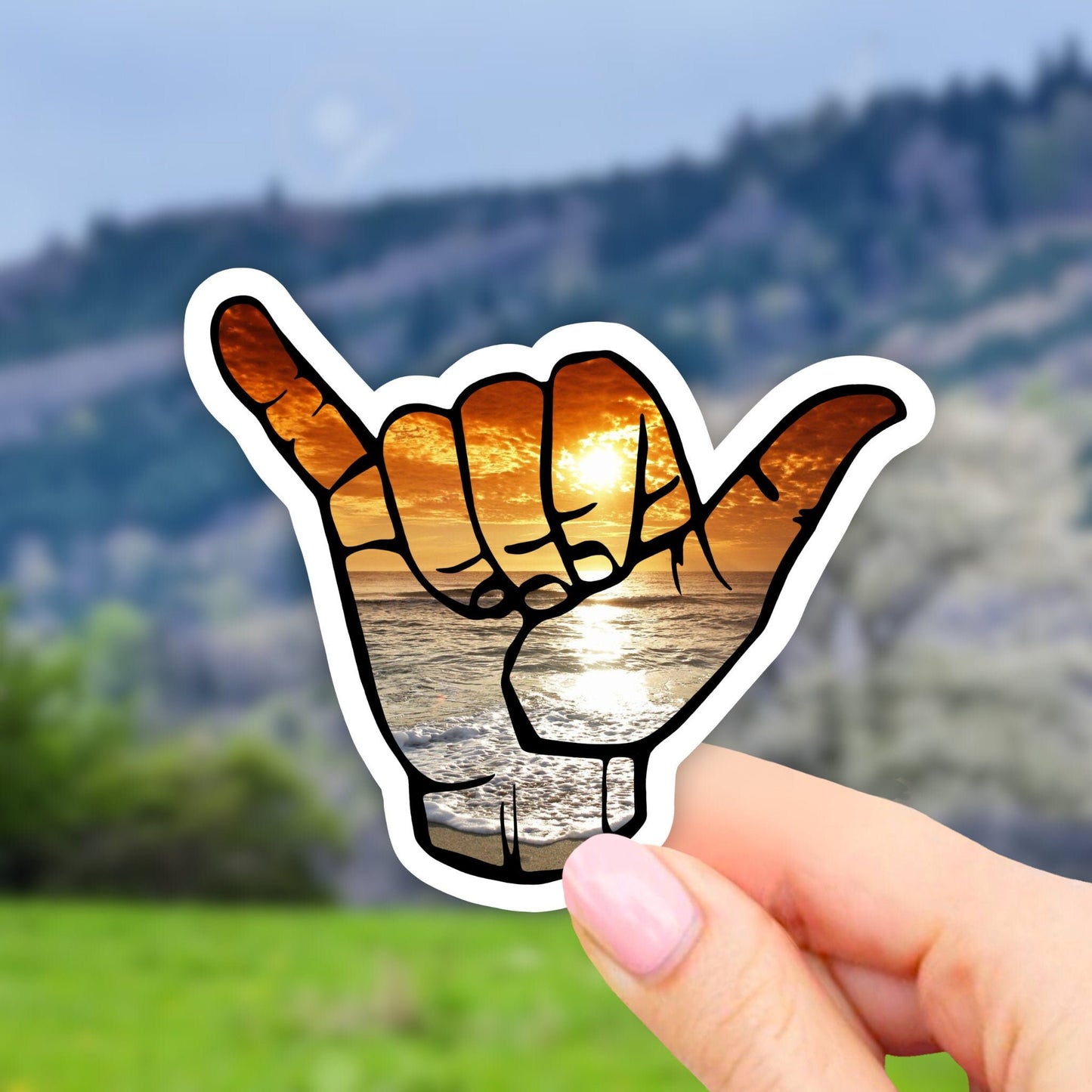 Shaka Hawaii Beach Hang Loose Sticker, VSCO Stickers, Wave Sticker