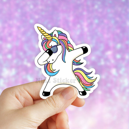 Rainbow Unicorn Dab Sticker, Cute unicorn sticker, Laptop Stickers, Waterbottle Stickers, laptop decal, tumbler stickers, computer stickers