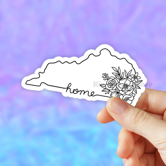 Kentucky Stickers, Kentucky Floral State sticker, minimal stickers, state stickers, flower sticker, floral stickers, water bottle sticker