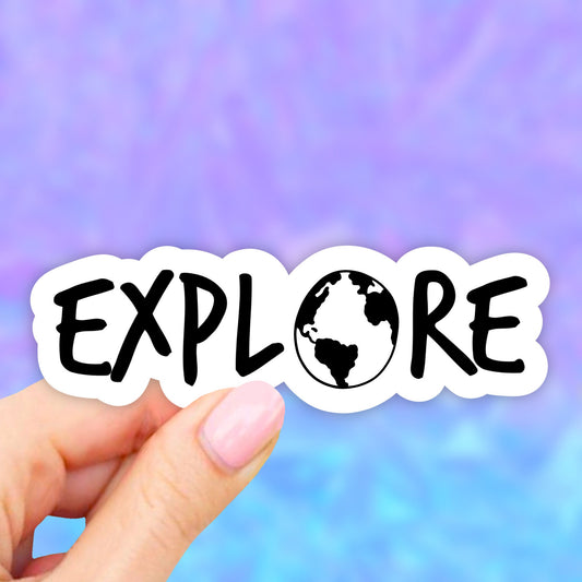 Explore Earth Sticker, Adventure Laptop Stickers, VSCO Stickers, Laptop, Aesthetic, Vinyl Decal, Water bottle, Computer Sticker, Tumbler