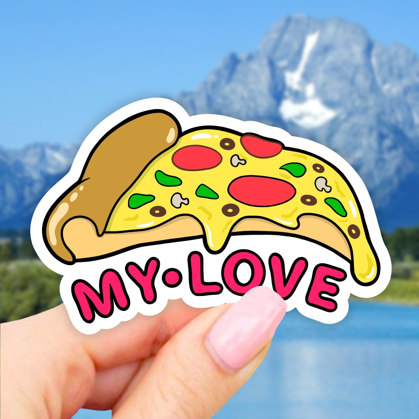 Pizza is My Love Sticker, Food Aesthetic Sticker,  VSCO Stickers, Laptop decal, Water bottle, Computer, Waterproof Sticker,  Bumper Sticker