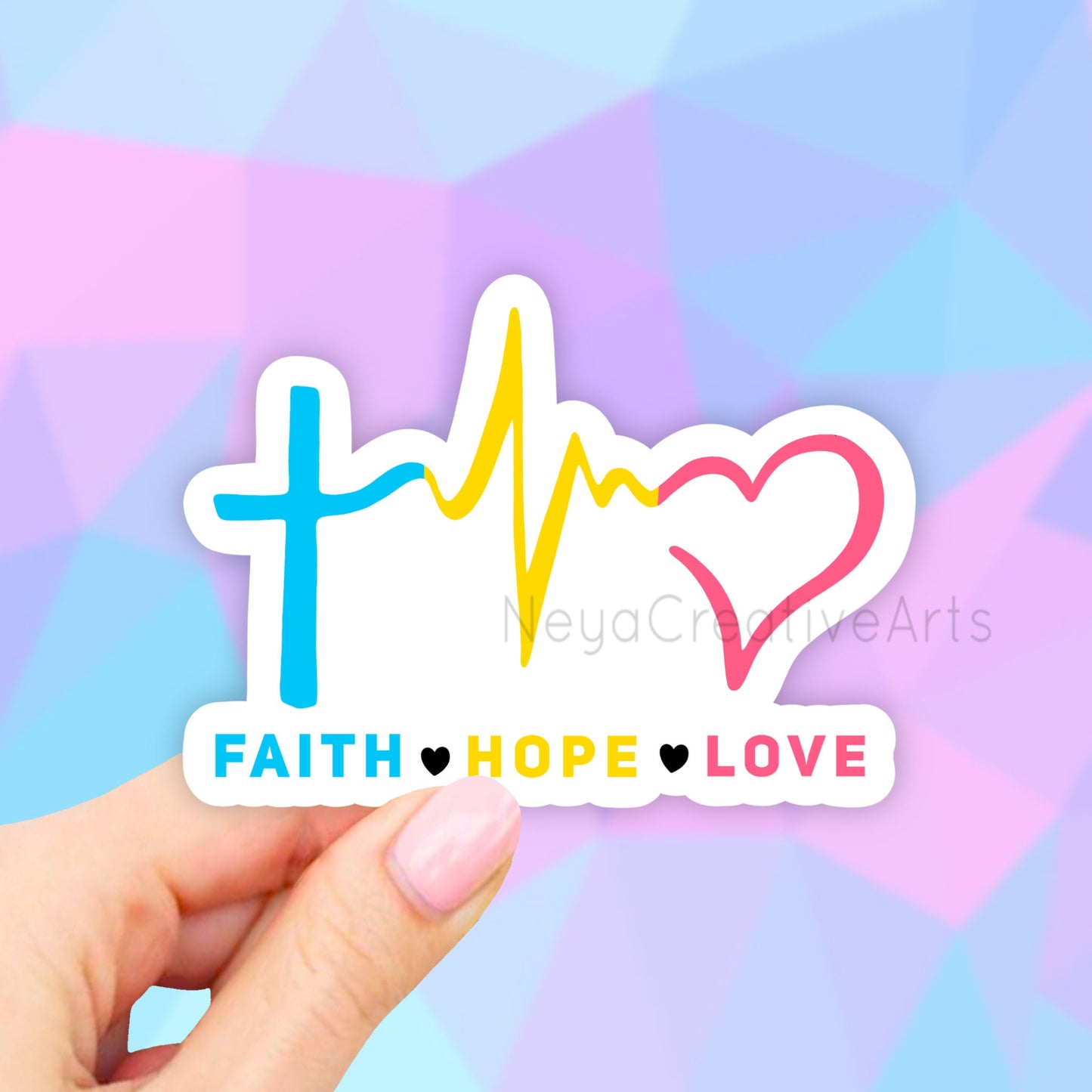 Faith Hope Love Sticker, Religious Stickers, Christian stickers, VSCO Stickers, Aesthetic Stickers, Water bottle Waterproof Stickers