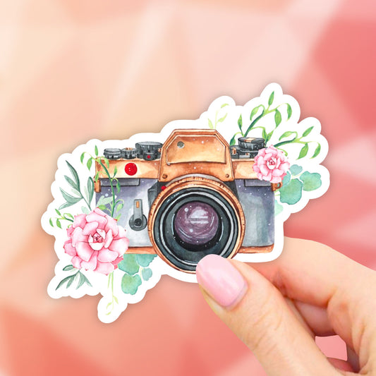 Watercolor Vintage Camera Sticker, VSCO Stickers, Aesthetic Stickers, Water bottle Stickers, Computer Stickers, Waterproof Sticker, Tumbler