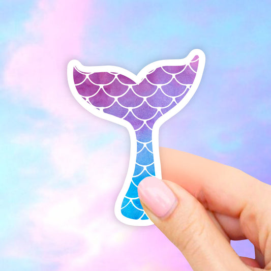 Watercolor Mermaid Tail Sticker, Mermaid Vinyl Stickers, Wave Ocean VSCO Sticker, Laptop Stickers, Aesthetic, Laptop decal, Water bottle