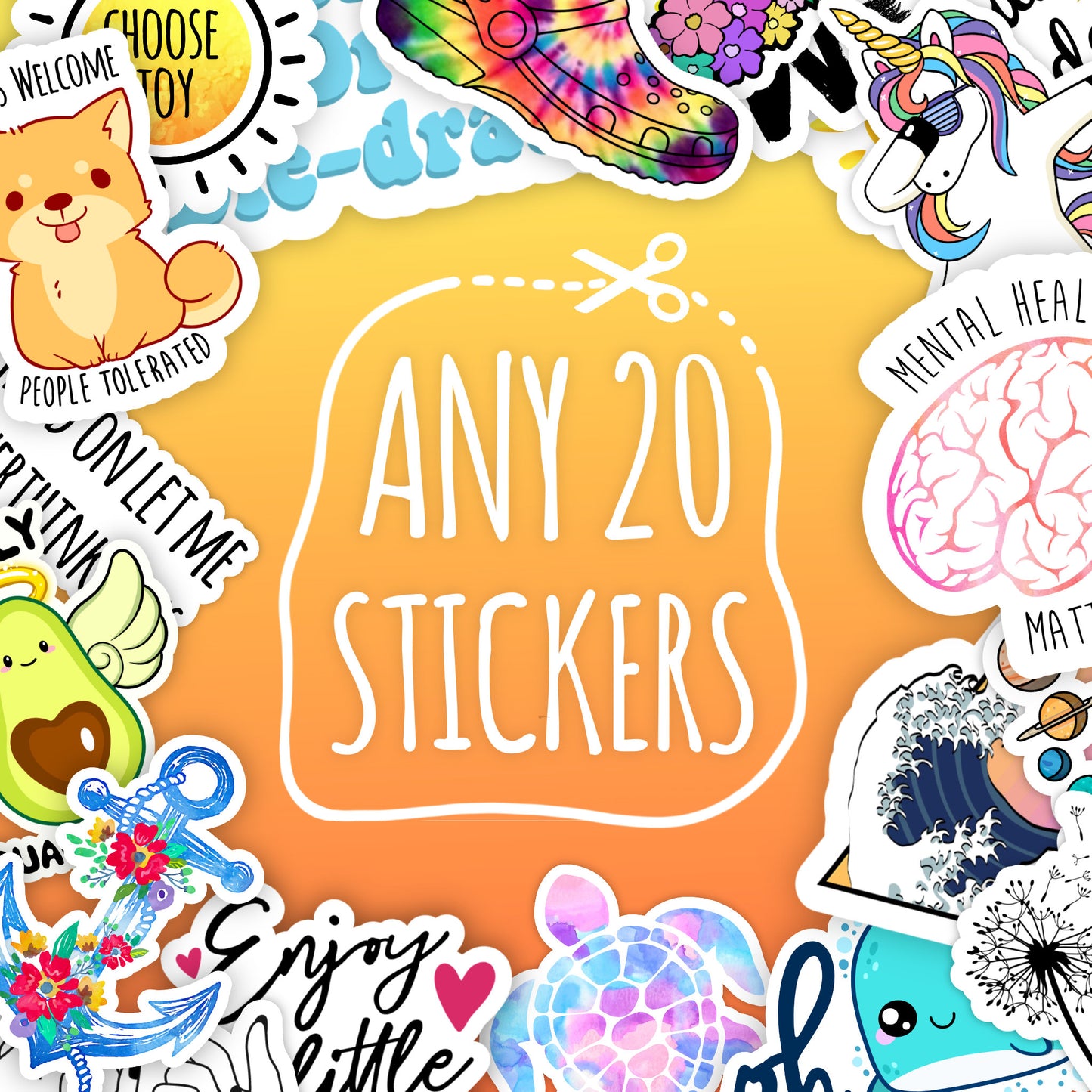 Choose Any 20 sticker pack, VSCO Stickers, VSCO Girl Stickers Pack, laptop stickers pack, Aesthetic Stickers, waterbottle, Computer decal