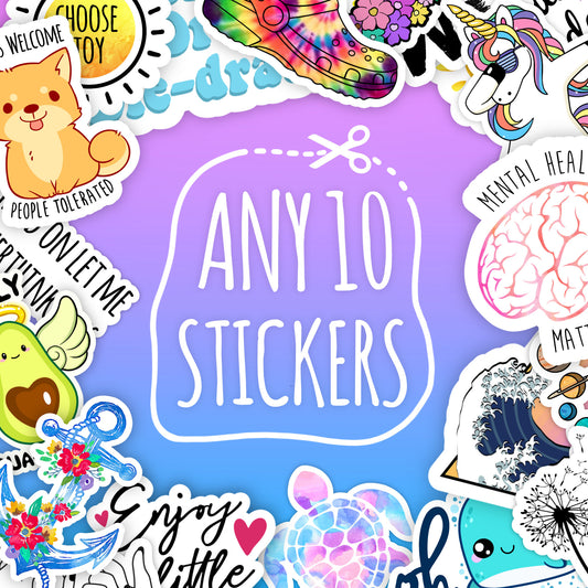 Choose Any 10 sticker pack, VSCO Stickers, VSCO Girl Stickers Pack, Aesthetic Stickers, waterbottle Stickers, Computer Stickers Sticker Pack