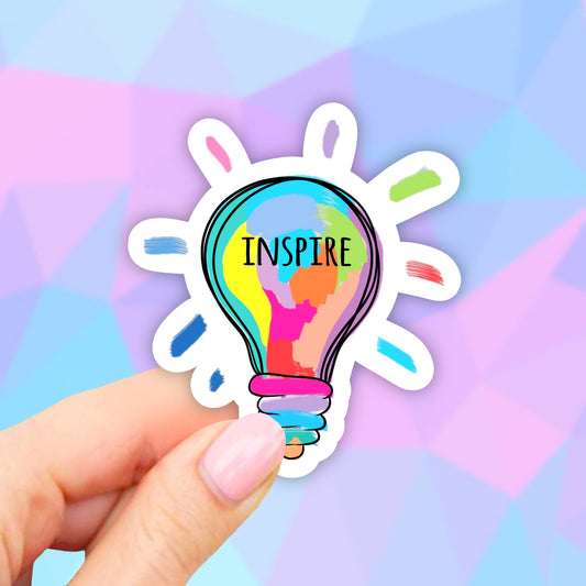Inspire Bulb Sticker, Laptop stickers, Rainbow Aesthetic Stickers, Water bottle Stickers, Waterproof Stickers, Vinyl Stickers