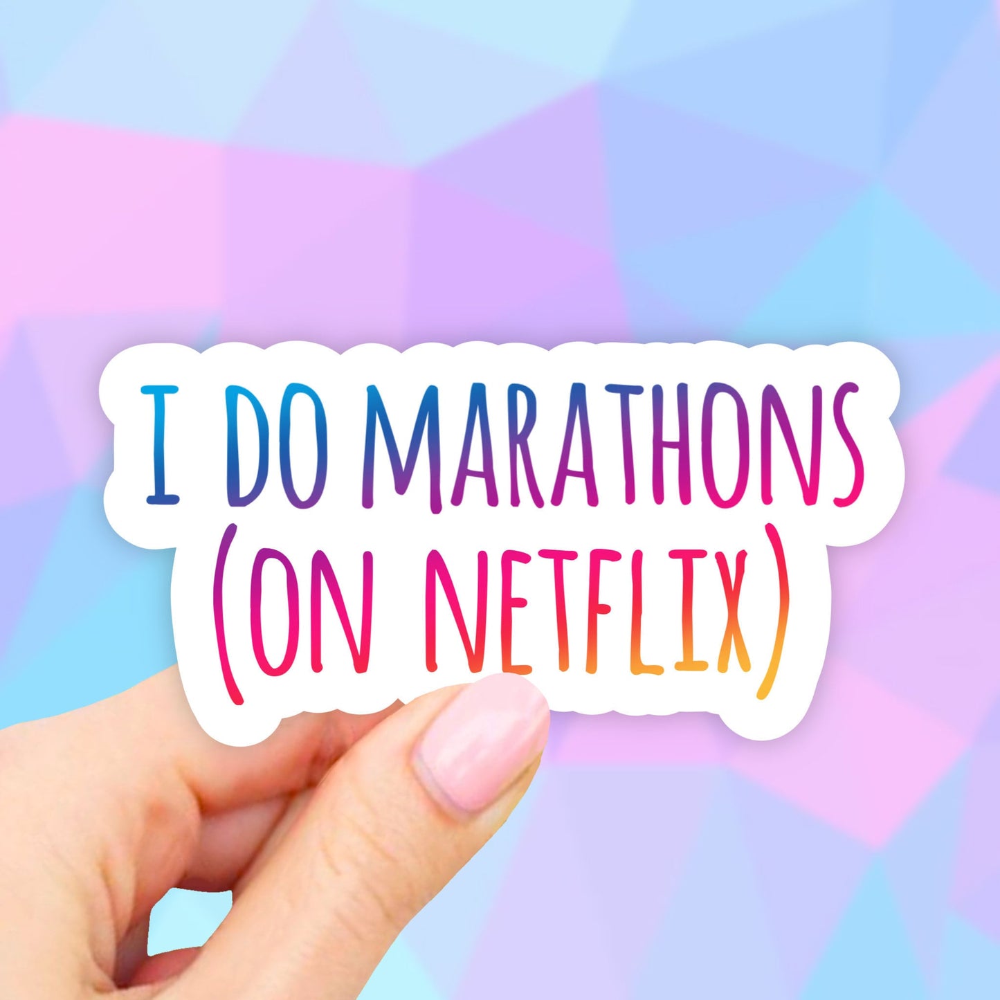 I Do Marathons On Netflix Sticker,  VSCO Stickers, Vinyl Sticker, Aesthetic stickers, Laptop decal, Water bottle, Computer, Bumper Sticker