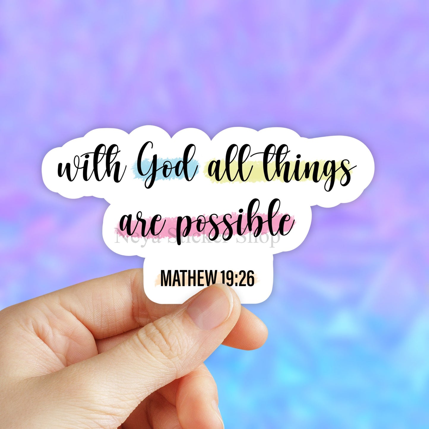 With God all things are Possible Sticker, Faith Stickers, Bible Verse Stickers, Christian Stickers, God Stickers, VSCO, Jesus Stickers