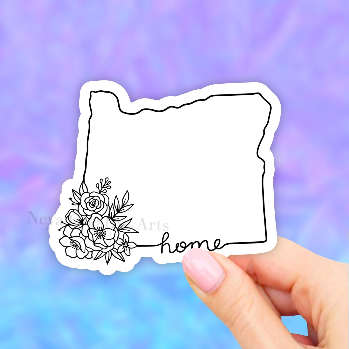 Oregon Sticker, Oregon State Stickers, Floral States Map, water bottle stickers, state stickers, USA State Art, USA Map Car Decal, Laptop