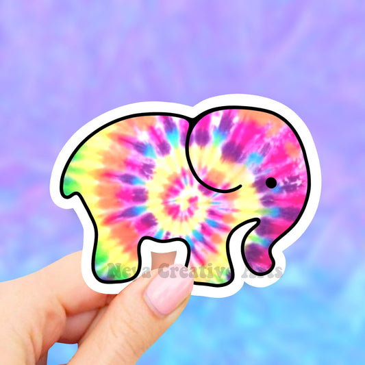 Tie Dye Elephant Sticker, Elephant Stickers, Laptop Decal, Aesthetic Stickers, Water bottle Stickers, Computer Stickers, Waterproof Stickers
