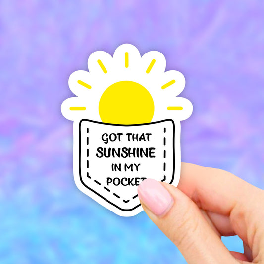 Sunshine in my Pocket Sticker, Sun Laptop Stickers, water bottle Stickers, Sun Laptop, Aesthetic, Vinyl, Water bottle, Computer Sticker