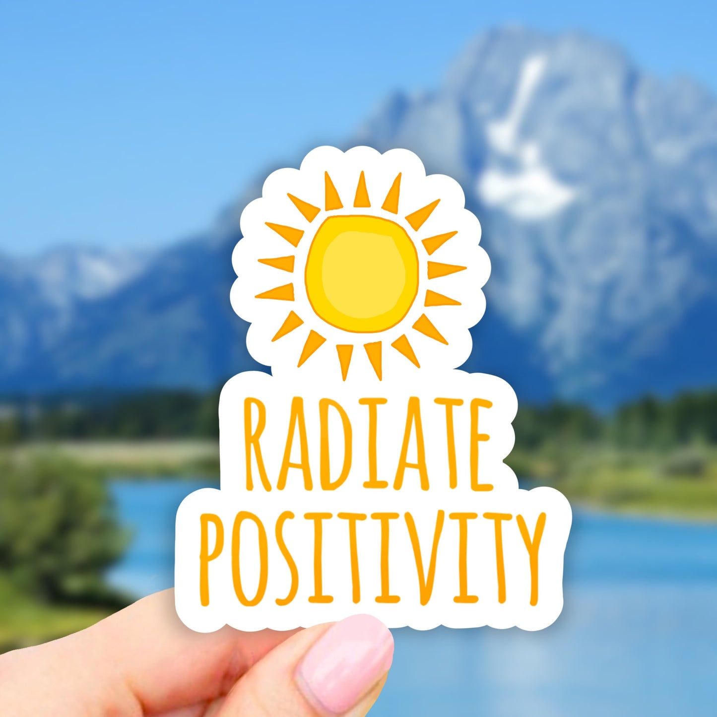 Radiate Positivity Sticker, Sun Sticker, Radiate Happiness Sticker, VSCO Stickers, Water bottle sticker, Vinyl Laptop, Aesthetic Stickers