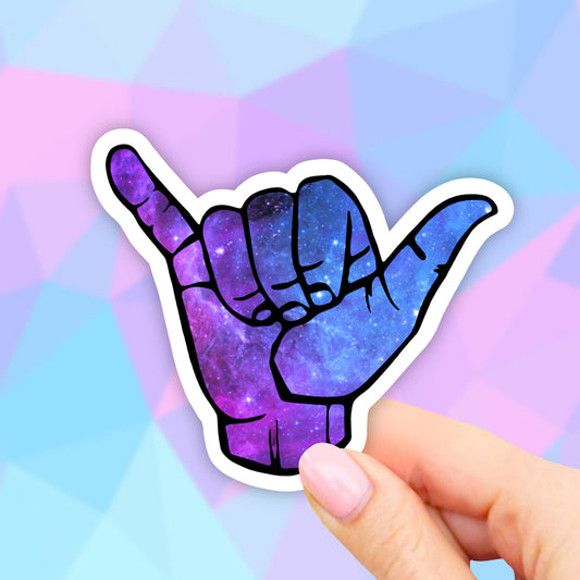 Shaka Galaxy Space Hang loose Sticker, VSCO Stickers, Laptop Stickers, Aesthetic Stickers, Laptop decal, Waterbottle Stickers, Vinyl decal