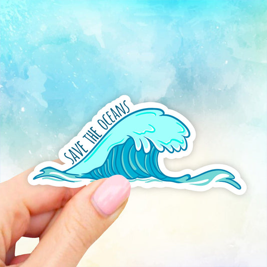 Save the oceans Sticker, Wave Stickers, Laptop Sticker, Laptop Stickers, Aesthetic Stickers, Waterbottle Stickers, Computer Decal, Tumbler