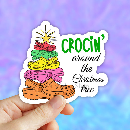 Crocin around the Christmas tree Sticker, Christmas Stickers, Crocs Sticker, VSCO Stickers, Croc Stickers, Aesthetic Stickers Christmas gift