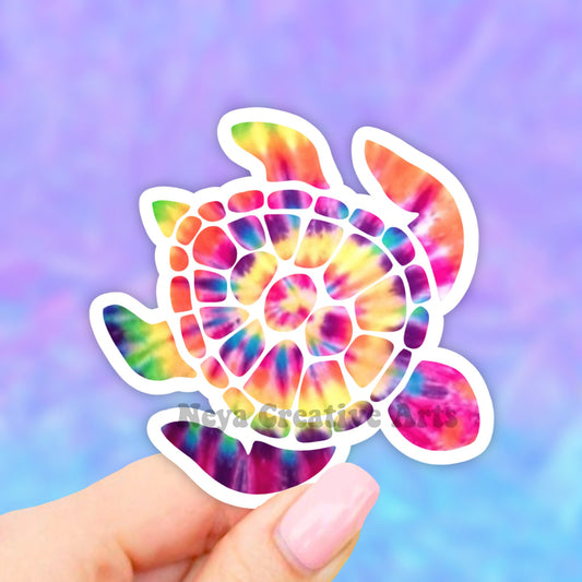 Tie Dye Sea Turtle Sticker, Save the Turtles, Wave Ocean Sticker, VSCO Girl Stickers, Vinyl Waterbottle Decal, Computer Laptop Stickers