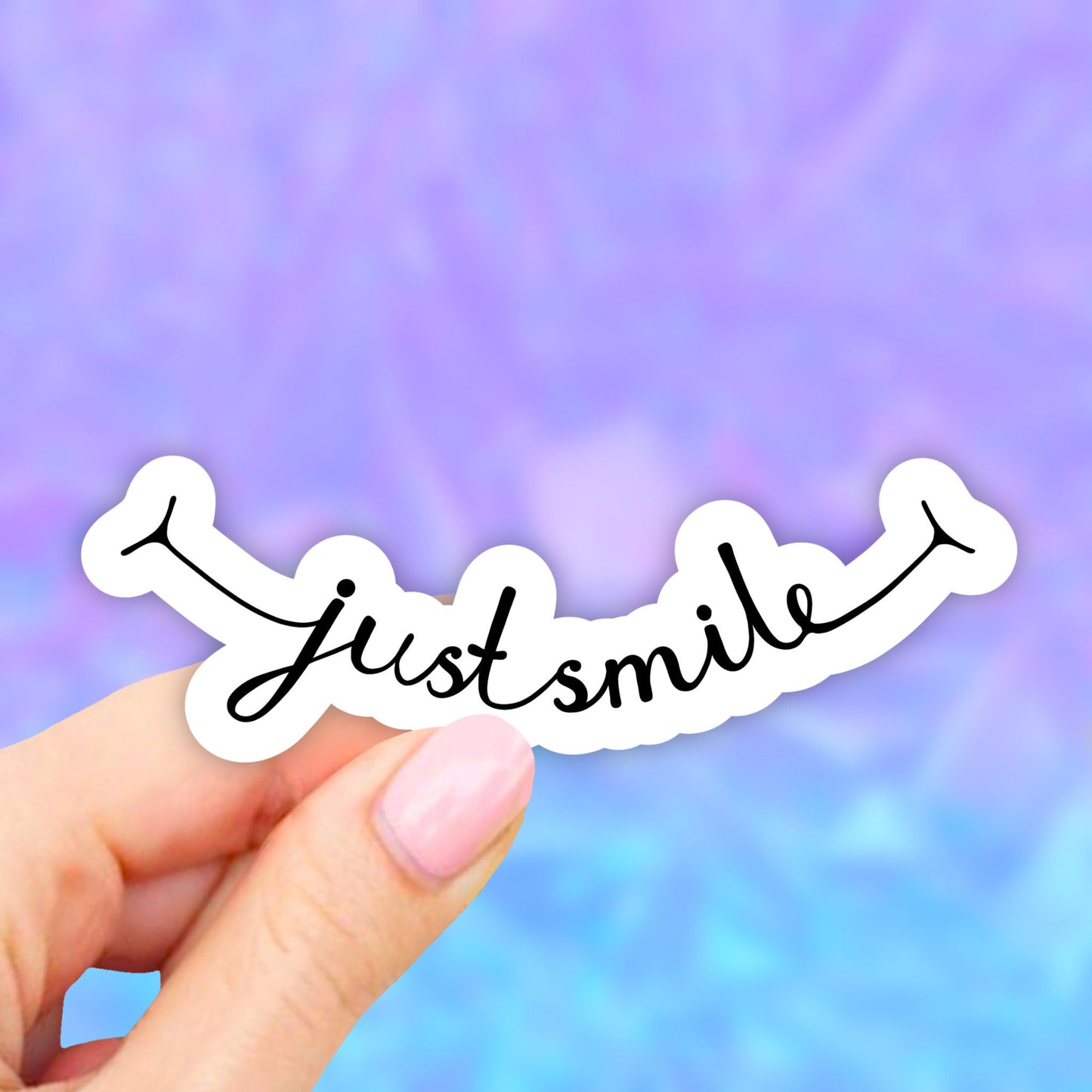 Just Smile Sticker, Happy Radiate Positivity Vinyl Stickers, VSCO Stickers, Laptop Stickers, Aesthetic stickers, Laptop decal, Water bottle